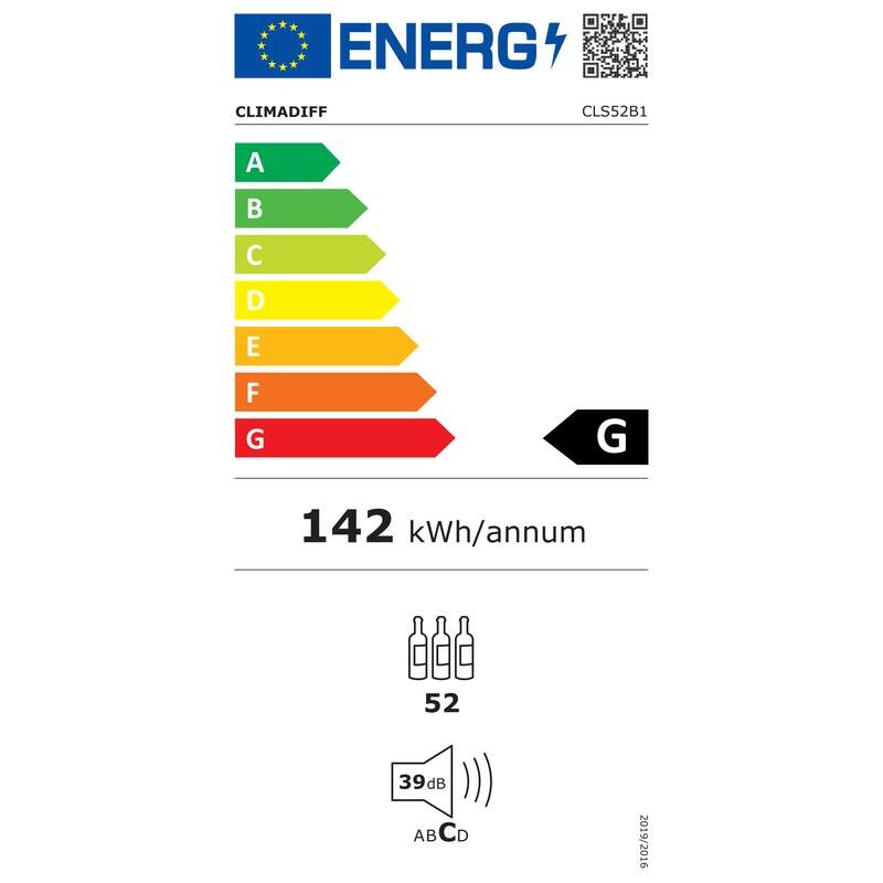 Cave de mise à température CLS52B1 52 bouteilles - Climadiff